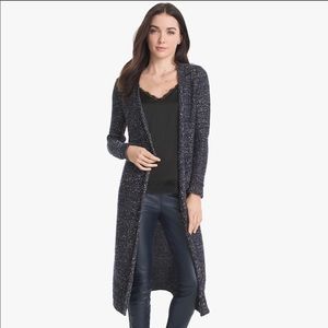 WHBM OFFICER BLUE SEQUIN DUSTER SWEATER CARDIGAN SZ XS EUC